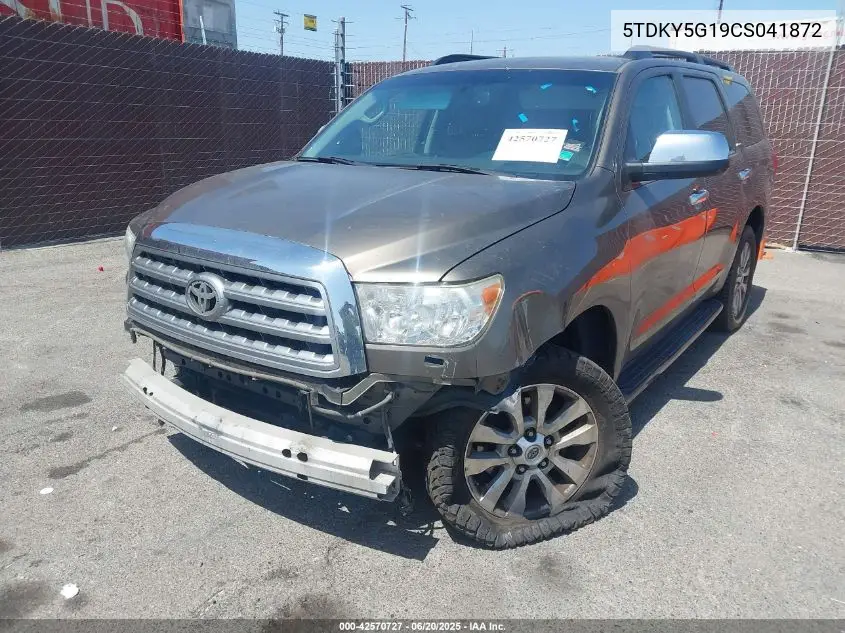 2012 Toyota Sequoia Limited 5.7L V8 VIN: 5TDKY5G19CS041872 Lot: 42570727