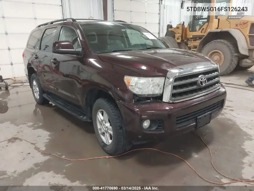 2015 Toyota Sequoia Sr5 5.7L V8 VIN: 5TDBW5G16FS126243 Lot: 41770690