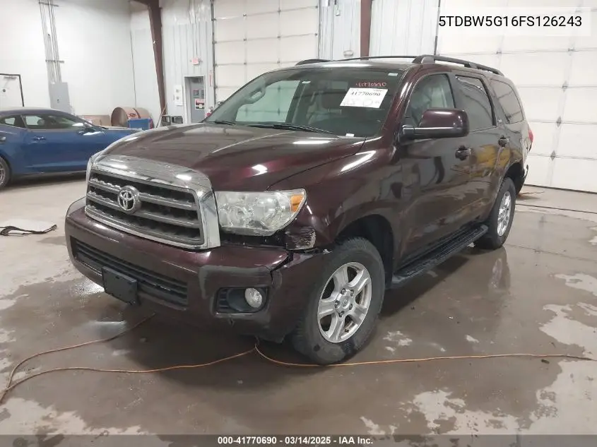 2015 Toyota Sequoia Sr5 5.7L V8 VIN: 5TDBW5G16FS126243 Lot: 41770690
