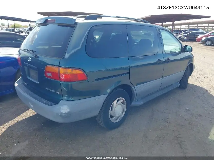 1998 Toyota Sienna Le VIN: 4T3ZF13CXWU049115 Lot: 42193159