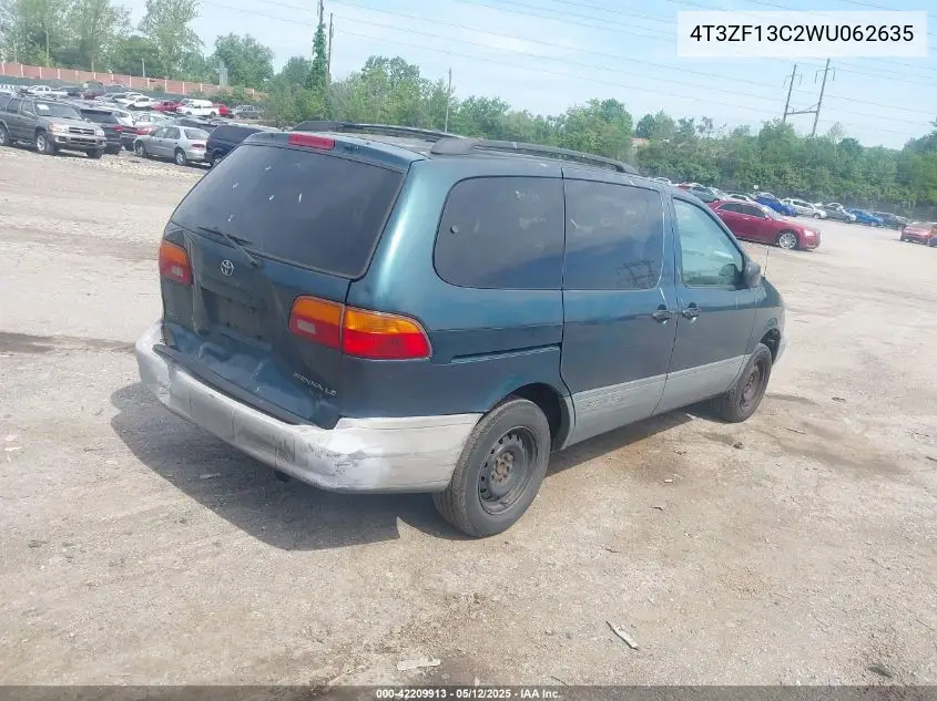 1998 Toyota Sienna Le VIN: 4T3ZF13C2WU062635 Lot: 42209913