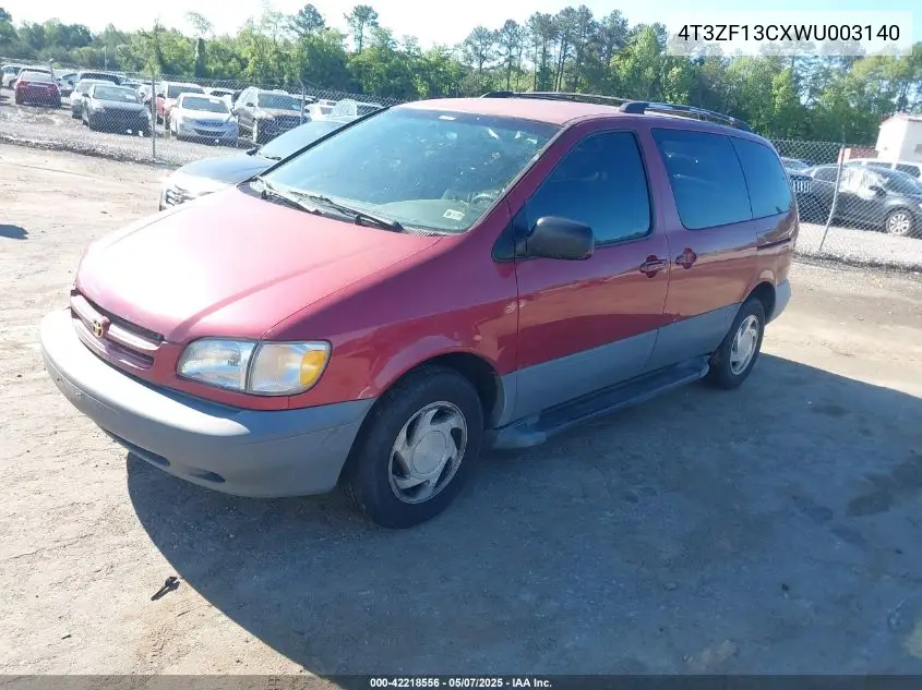 1998 Toyota Sienna Le VIN: 4T3ZF13CXWU003140 Lot: 42218556