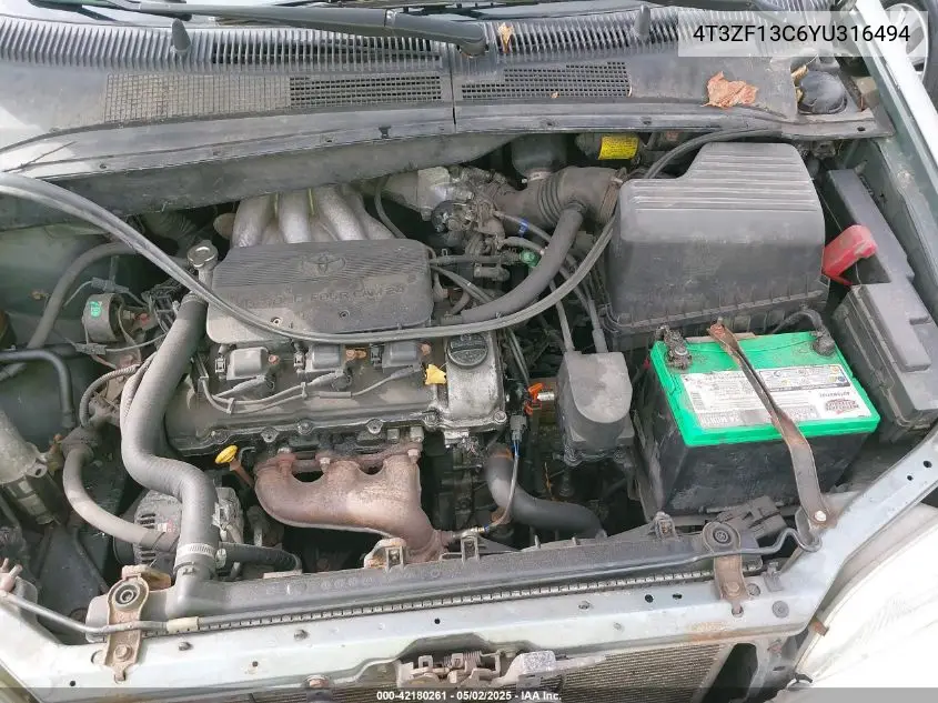 2000 Toyota Sienna Xle VIN: 4T3ZF13C6YU316494 Lot: 42180261