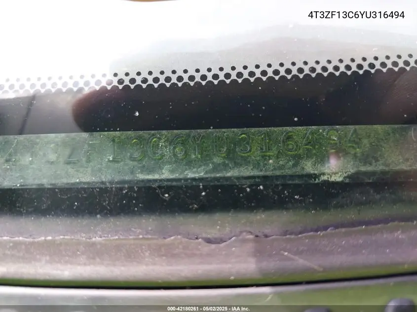 2000 Toyota Sienna Xle VIN: 4T3ZF13C6YU316494 Lot: 42180261