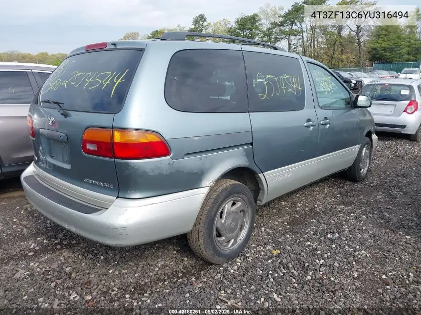 2000 Toyota Sienna Xle VIN: 4T3ZF13C6YU316494 Lot: 42180261