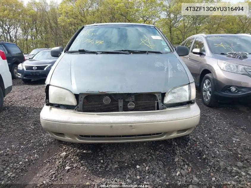 2000 Toyota Sienna Xle VIN: 4T3ZF13C6YU316494 Lot: 42180261