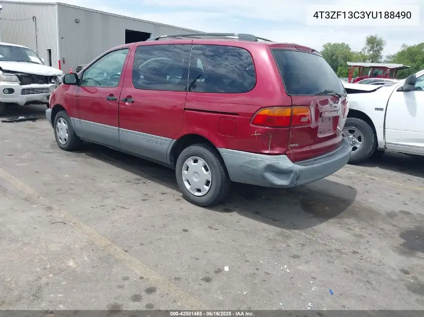 2000 Toyota Sienna Le/Xle VIN: 4T3ZF13C3YU188490 Lot: 42501465