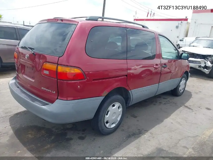 2000 Toyota Sienna Le/Xle VIN: 4T3ZF13C3YU188490 Lot: 42501465