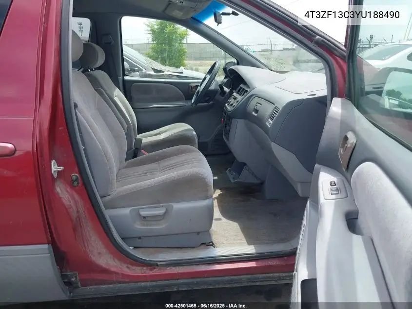 2000 Toyota Sienna Le/Xle VIN: 4T3ZF13C3YU188490 Lot: 42501465