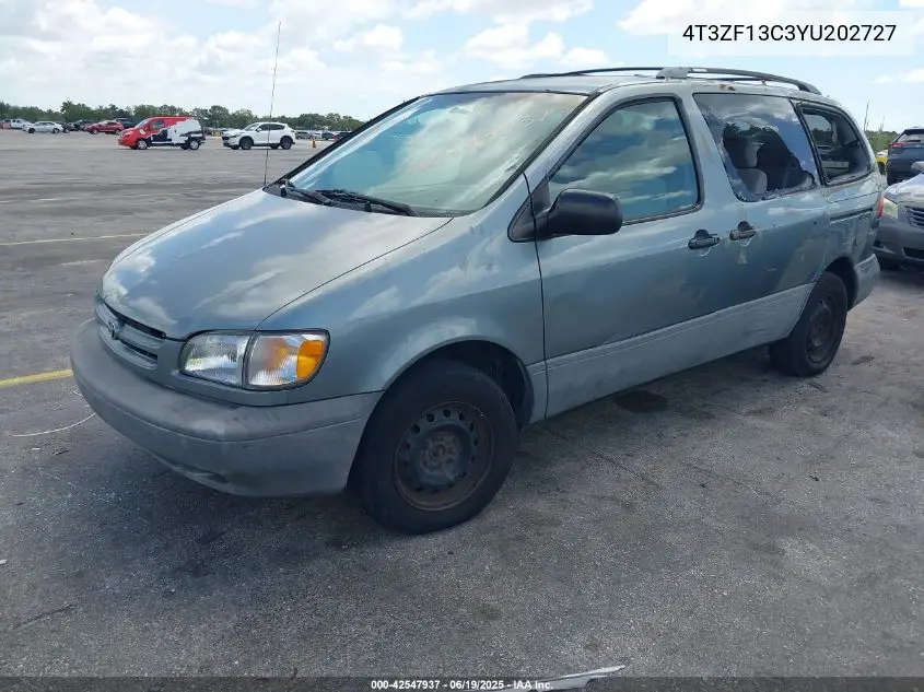 2000 Toyota Sienna Le VIN: 4T3ZF13C3YU202727 Lot: 42547937