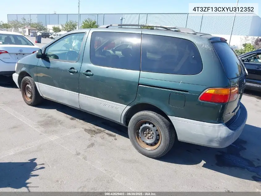 2000 Toyota Sienna Le VIN: 4T3ZF13CXYU312352 Lot: 42629403
