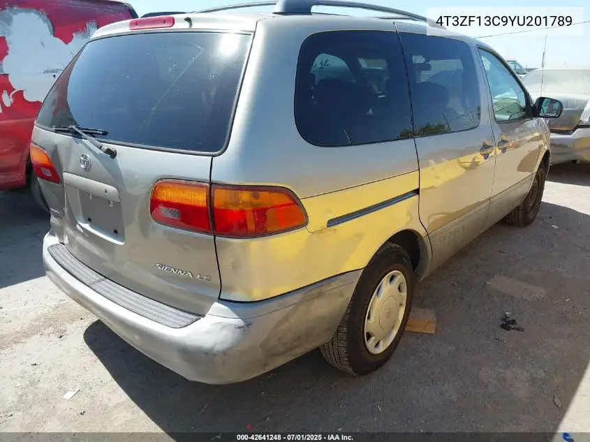 2000 Toyota Sienna Le VIN: 4T3ZF13C9YU201789 Lot: 42641248