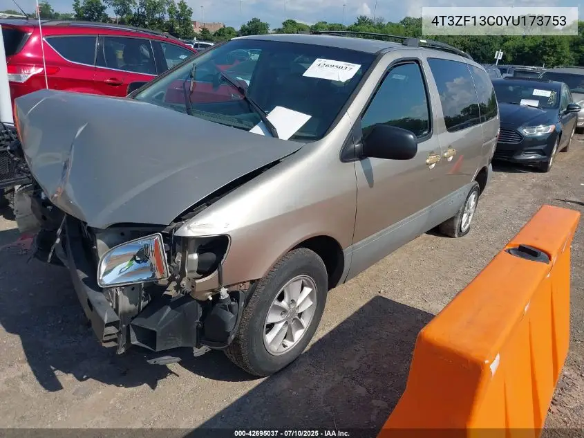 2000 Toyota Sienna Le VIN: 4T3ZF13C0YU173753 Lot: 42695037