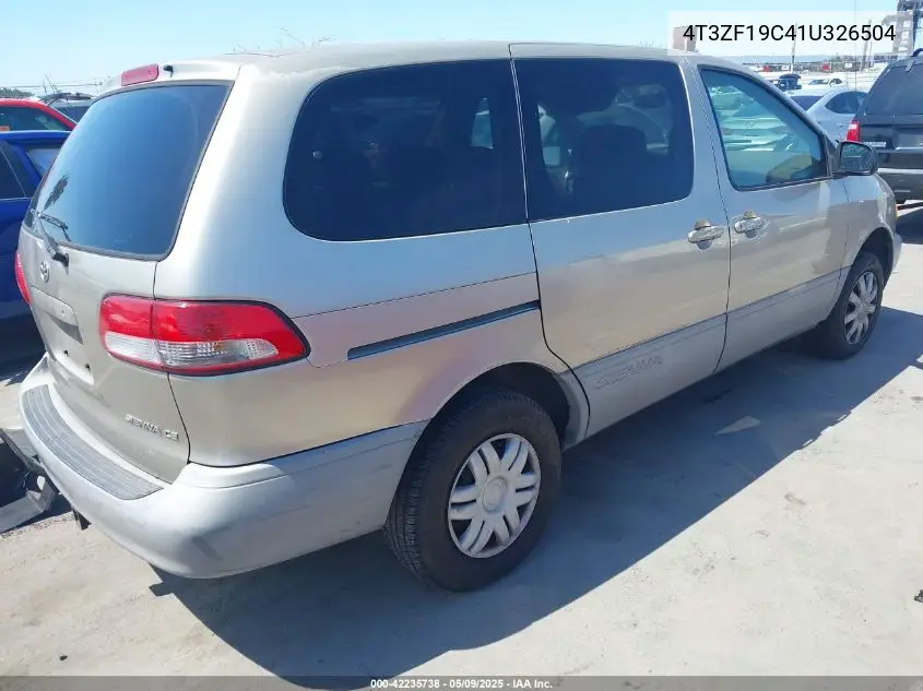 2001 Toyota Sienna Ce VIN: 4T3ZF19C41U326504 Lot: 42235738