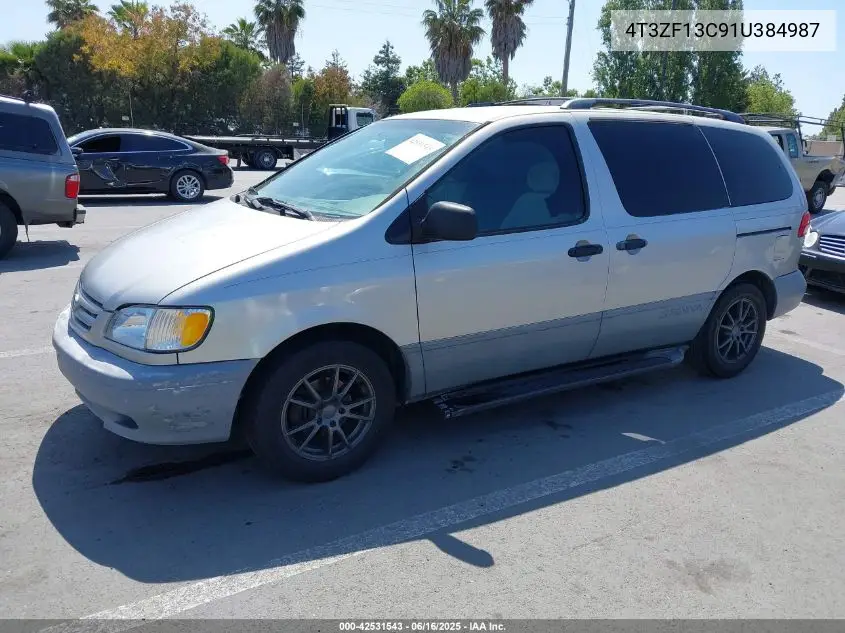 2001 Toyota Sienna Le VIN: 4T3ZF13C91U384987 Lot: 42531543