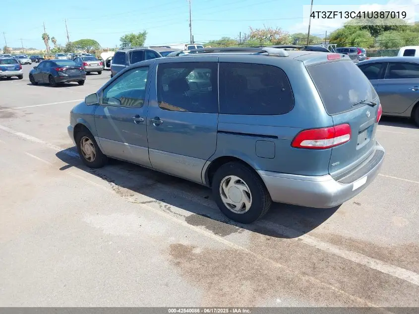 2001 Toyota Sienna Le VIN: 4T3ZF13C41U387019 Lot: 42540086