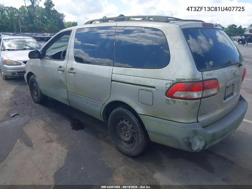 2001 Toyota Sienna Le VIN: 4T3ZF13C81U407725 Lot: 42551588