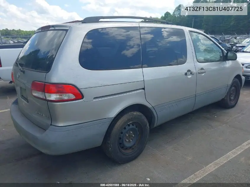 2001 Toyota Sienna Le VIN: 4T3ZF13C81U407725 Lot: 42551588