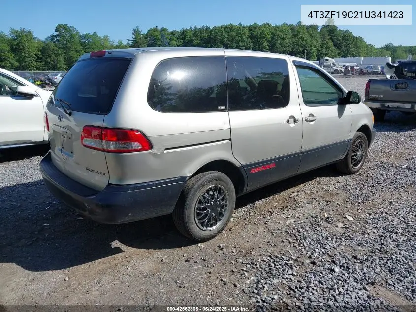 2001 Toyota Sienna Ce VIN: 4T3ZF19C21U341423 Lot: 42562805
