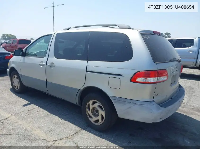 2001 Toyota Sienna Le VIN: 4T3ZF13C51U408654 Lot: 42604042