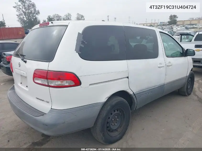 2001 Toyota Sienna Ce VIN: 4T3ZF19C31U404724 Lot: 42726294