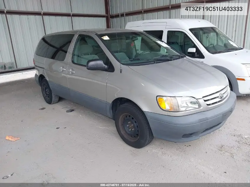 2001 Toyota Sienna Ce VIN: 4T3ZF19C51U403333 Lot: 42746781