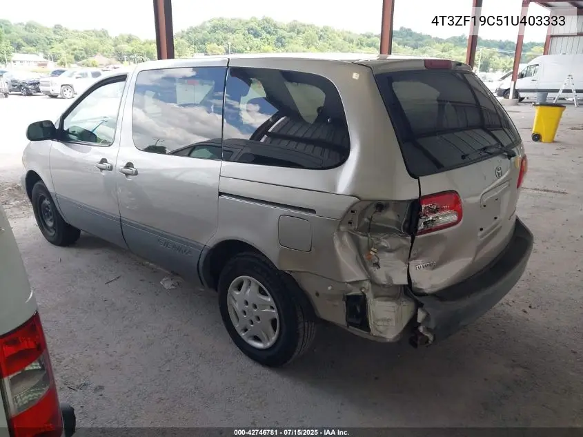 2001 Toyota Sienna Ce VIN: 4T3ZF19C51U403333 Lot: 42746781