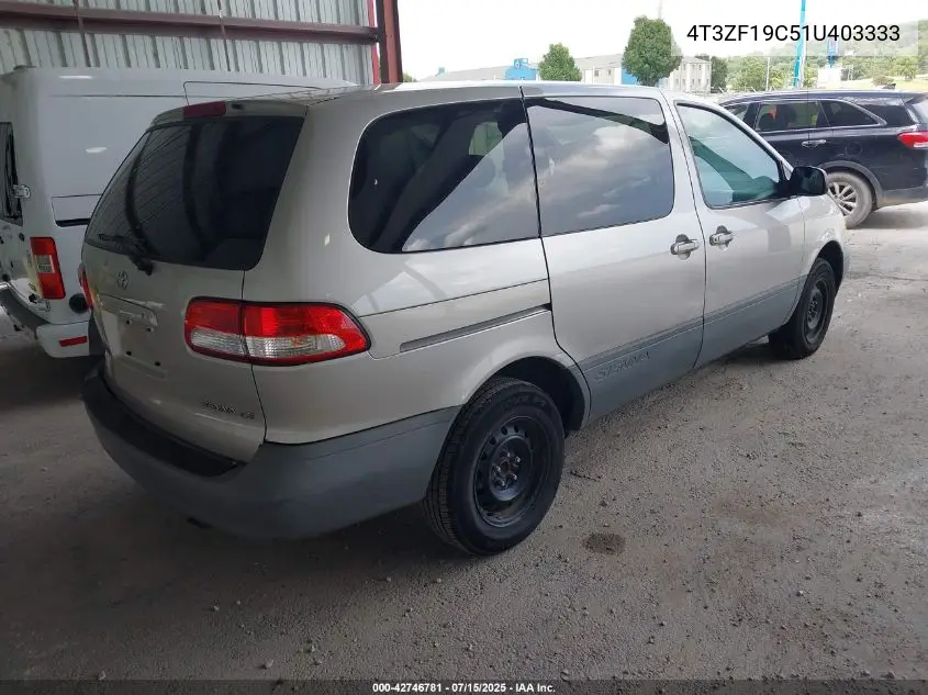2001 Toyota Sienna Ce VIN: 4T3ZF19C51U403333 Lot: 42746781