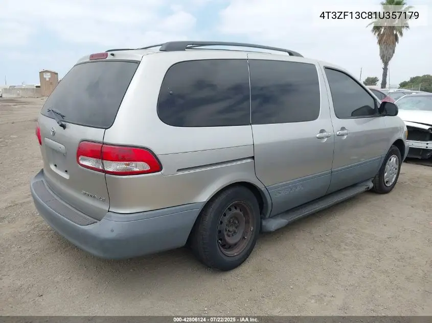 2001 Toyota Sienna Le VIN: 4T3ZF13C81U357179 Lot: 42806124