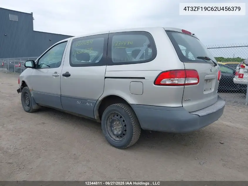 2002 Toyota Sienna VIN: 4T3ZF19C62U456379 Lot: 12344811