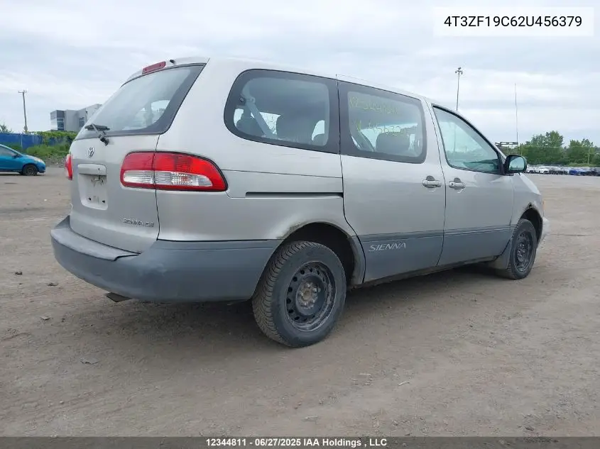 2002 Toyota Sienna VIN: 4T3ZF19C62U456379 Lot: 12344811