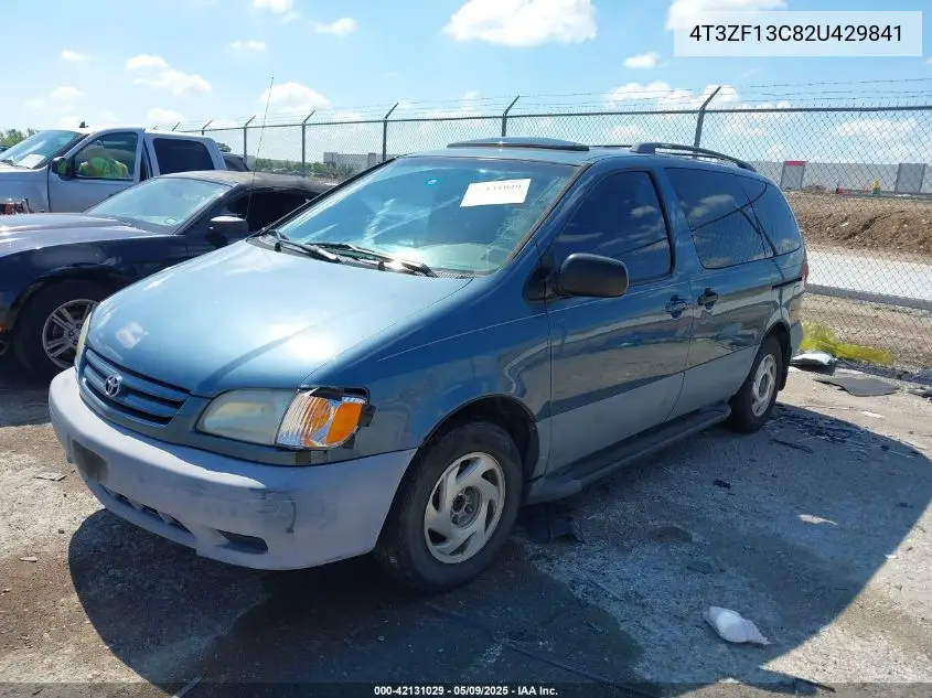2002 Toyota Sienna Le/Xle VIN: 4T3ZF13C82U429841 Lot: 42131029