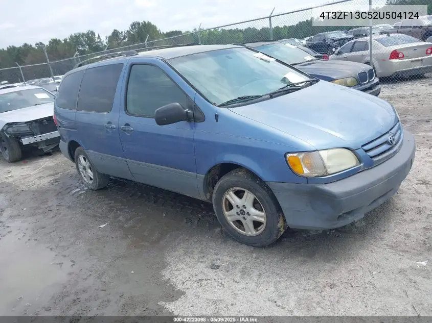 2002 Toyota Sienna Le VIN: 4T3ZF13C52U504124 Lot: 42223098