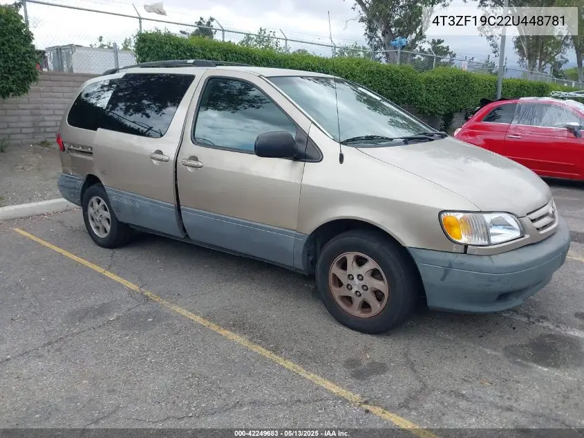 2002 Toyota Sienna Ce VIN: 4T3ZF19C22U448781 Lot: 42249683