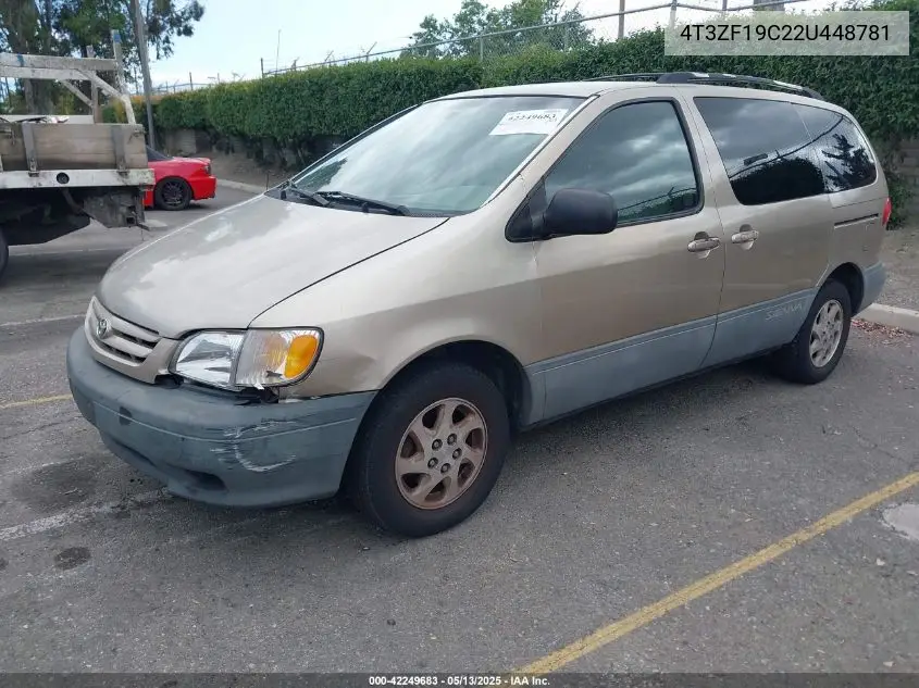 2002 Toyota Sienna Ce VIN: 4T3ZF19C22U448781 Lot: 42249683