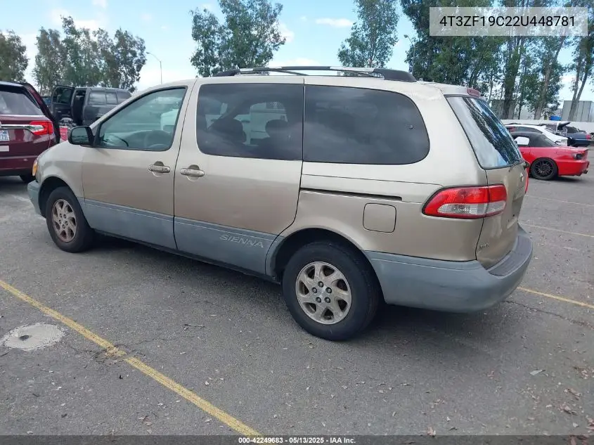 2002 Toyota Sienna Ce VIN: 4T3ZF19C22U448781 Lot: 42249683