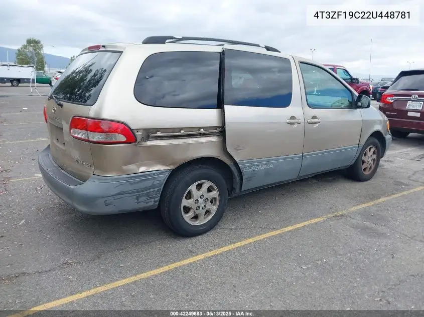 2002 Toyota Sienna Ce VIN: 4T3ZF19C22U448781 Lot: 42249683