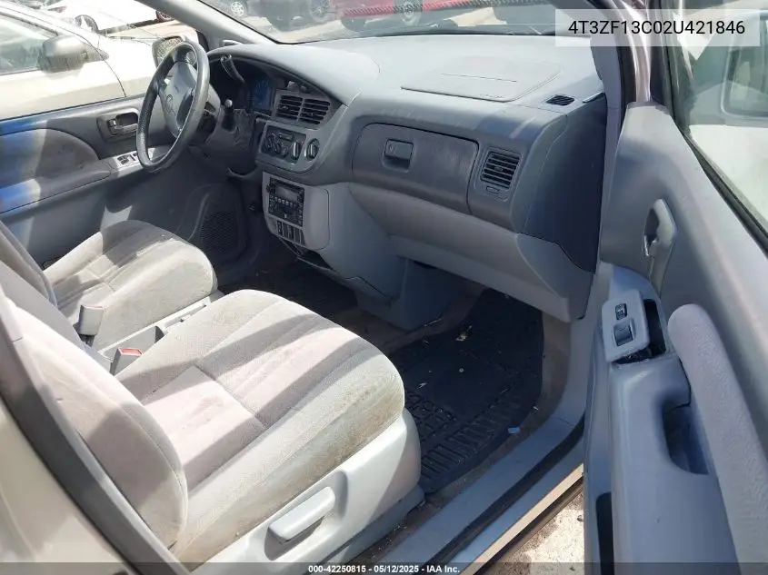 2002 Toyota Sienna Le VIN: 4T3ZF13C02U421846 Lot: 42250815