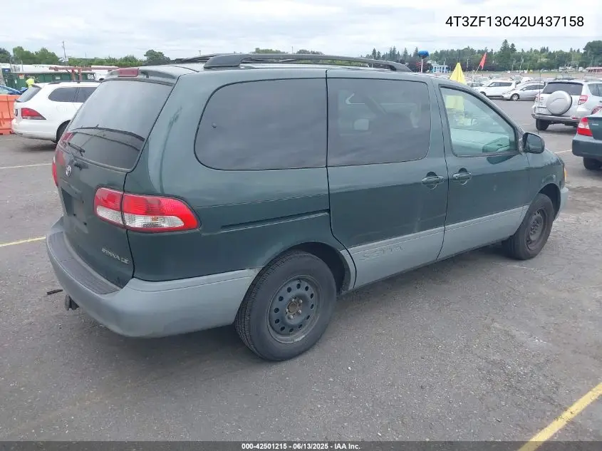 2002 Toyota Sienna Le VIN: 4T3ZF13C42U437158 Lot: 42501215