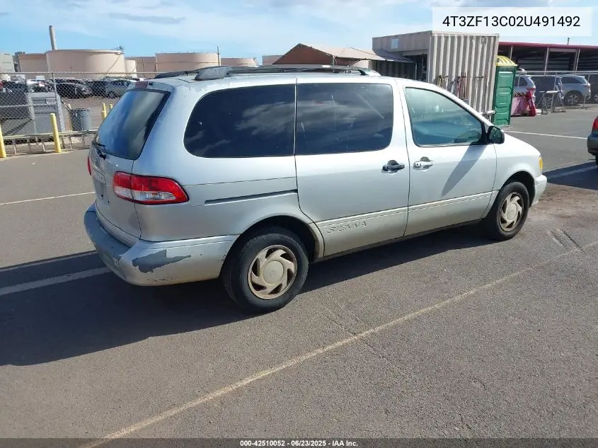 2002 Toyota Sienna Le VIN: 4T3ZF13C02U491492 Lot: 42510052
