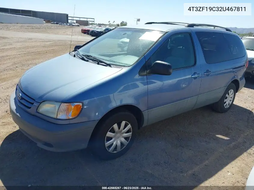 2002 Toyota Sienna Ce VIN: 4T3ZF19C32U467811 Lot: 42565287