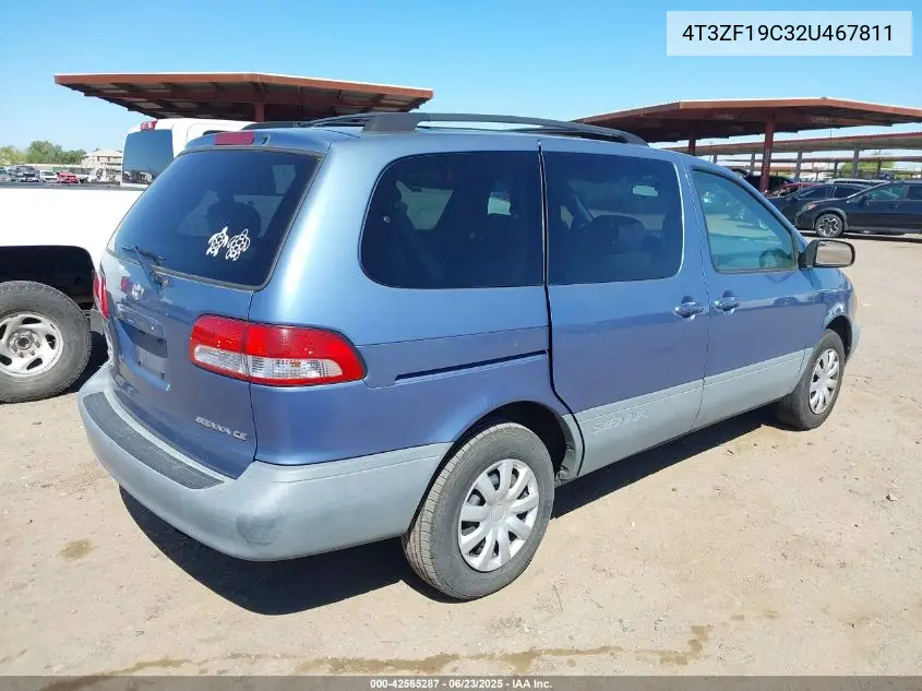 2002 Toyota Sienna Ce VIN: 4T3ZF19C32U467811 Lot: 42565287