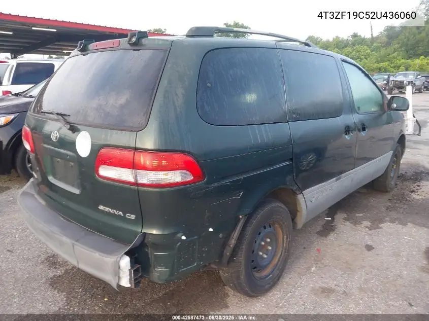2002 Toyota Sienna Ce VIN: 4T3ZF19C52U436060 Lot: 42587473