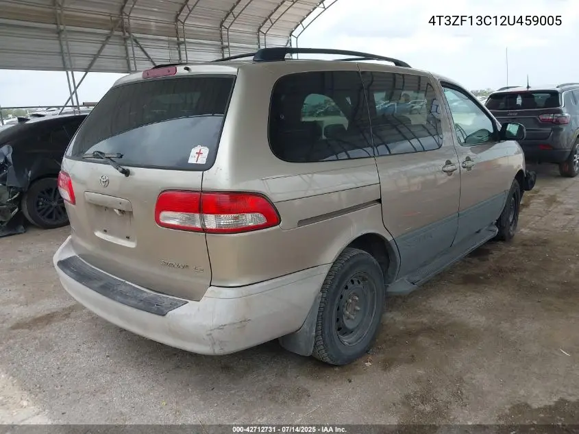 2002 Toyota Sienna Le VIN: 4T3ZF13C12U459005 Lot: 42712731