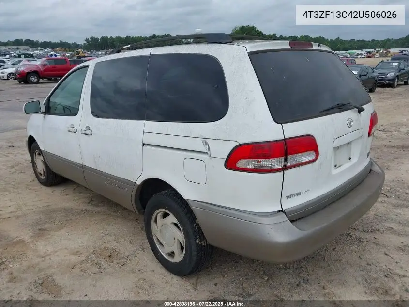 2002 Toyota Sienna Le VIN: 4T3ZF13C42U506026 Lot: 42808196