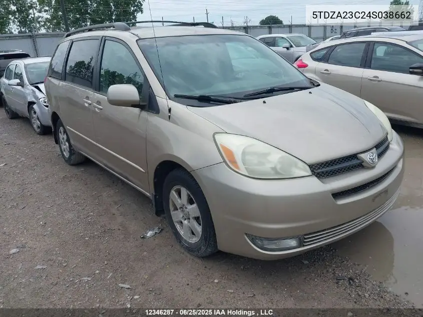 2004 Toyota Sienna VIN: 5TDZA23C24S038662 Lot: 12346287
