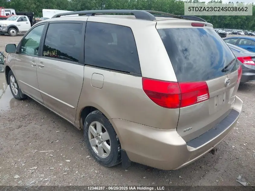2004 Toyota Sienna VIN: 5TDZA23C24S038662 Lot: 12346287