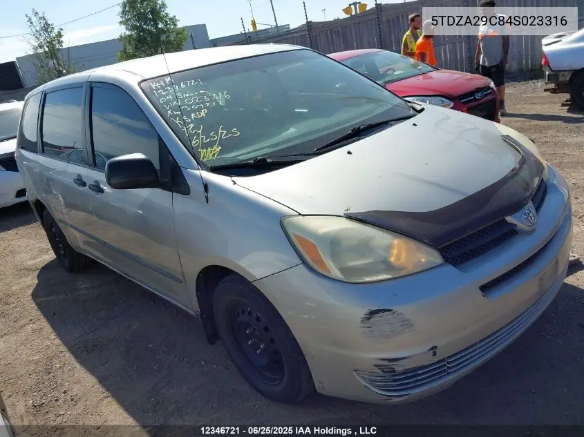 2004 Toyota Sienna VIN: 5TDZA29C84S023316 Lot: 12346721