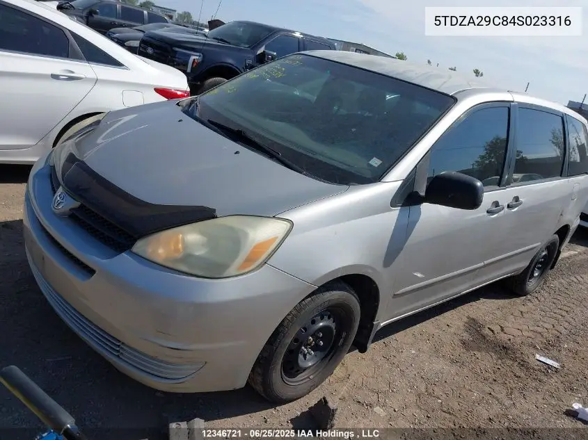 2004 Toyota Sienna VIN: 5TDZA29C84S023316 Lot: 12346721