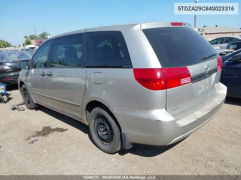 2004 Toyota Sienna VIN: 5TDZA29C84S023316 Lot: 12346721